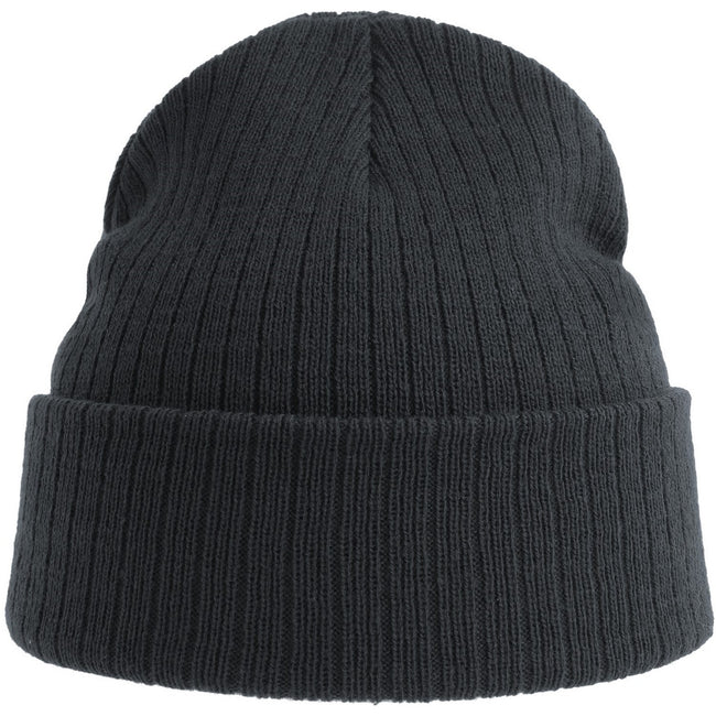 Dark Grey Melange - Side - Atlantis Unisex Adult Rio Ribbed Recycled Beanie