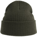 Olive - Side - Atlantis Unisex Adult Rio Ribbed Recycled Beanie