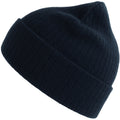 Navy - Front - Atlantis Unisex Adult Rio Ribbed Recycled Beanie