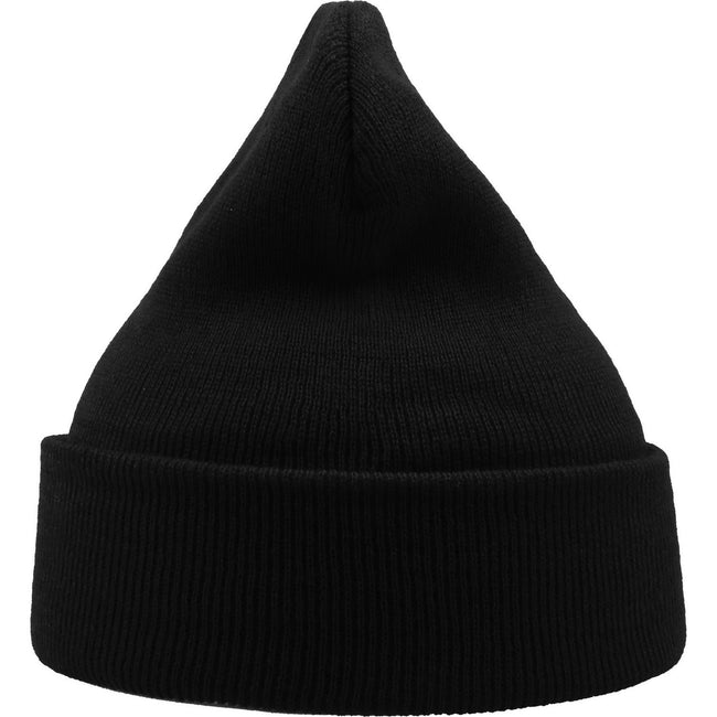 Black - Back - Atlantis Unisex Adult Wind Recycled Cuffed Beanie