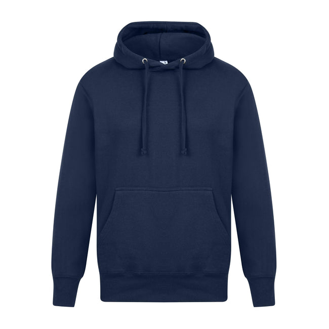 Navy - Front - Casual Classics Mens Premium Ringspun Cotton Hoodie