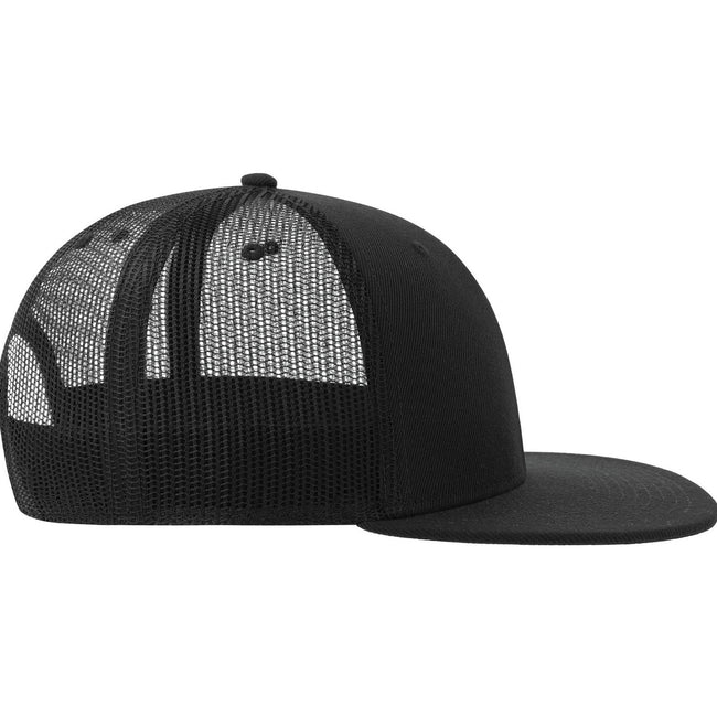 Black - Side - Atlantis Unisex Adult Mesh 6 Panel Trucker Cap
