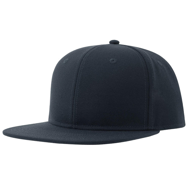 Navy - Front - Atlantis Unisex Adult 6 Panel Sustainable Flat Peak Baseball Cap