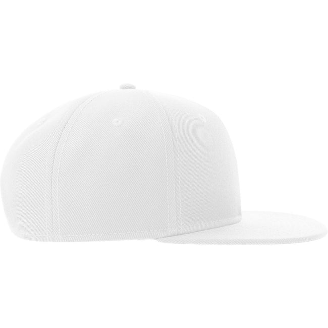 White - Side - Atlantis Unisex Adult 6 Panel Sustainable Flat Peak Baseball Cap