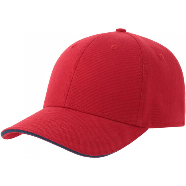 Red-Navy - Front - Atlantis Unisex Adult Liberty Sandwich 6 Panel Sustainable Cap