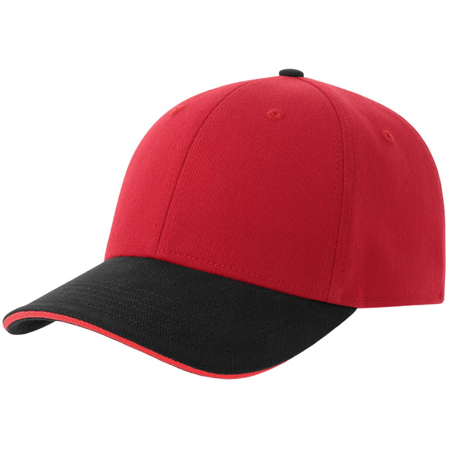 Black-Red - Front - Atlantis Unisex Adult Liberty Sandwich 6 Panel Sustainable Cap
