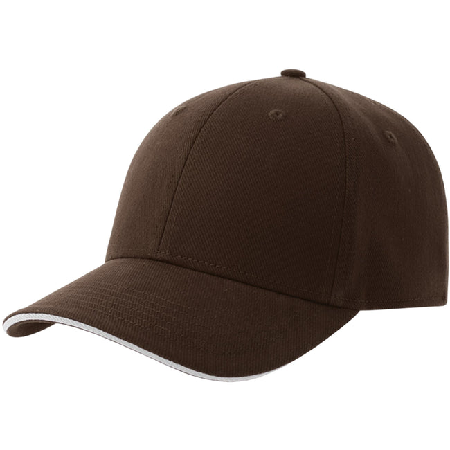 Brown-White - Front - Atlantis Unisex Adult Liberty Sandwich 6 Panel Sustainable Cap