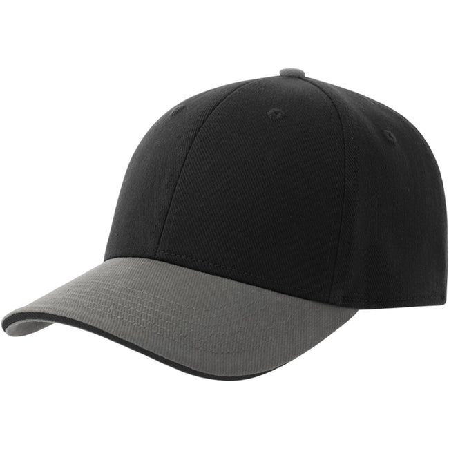Black-Grey - Front - Atlantis Unisex Adult Liberty Sandwich 6 Panel Sustainable Cap