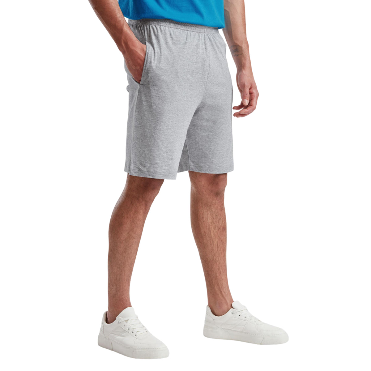 Heather Grey - Side - Fruit of the Loom Unisex Adult Iconic 195 Jersey Shorts