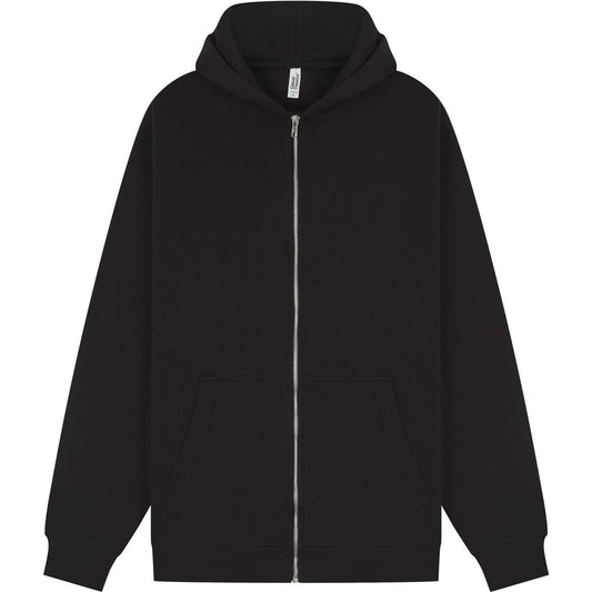 Black - Front - Casual Classics Unisex Adult Core Ringspun Cotton Tall Full Zip Hoodie