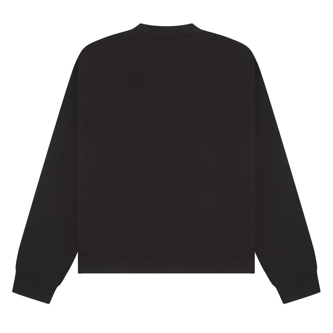 Black - Back - Casual Classics Unisex Adult Premium Combed Cotton Extended Neckline Boxy Oversized Sweatshirt
