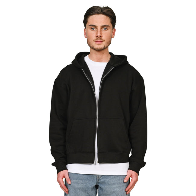 Black - Lifestyle - Casual Classics Unisex Adult Premium Combed Cotton Boxy Oversized Full Zip Hoodie