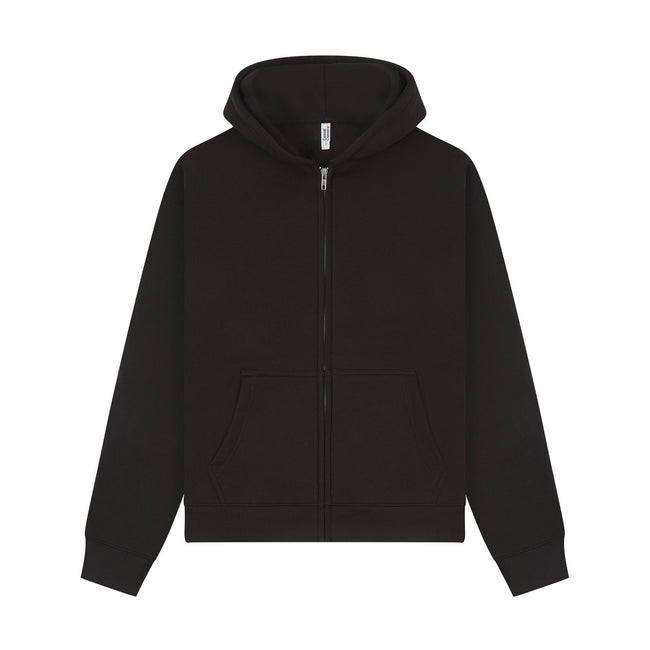 Black - Front - Casual Classics Unisex Adult Premium Combed Cotton Boxy Oversized Full Zip Hoodie