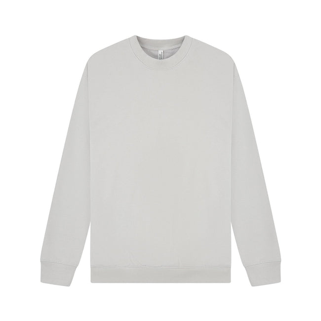 Lunar Grey - Front - Casual Classics Unisex Adult Premium Combed Cotton Extended Neckline Oversized Sweatshirt