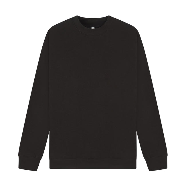 Black - Front - Casual Classics Unisex Adult Premium Combed Cotton Extended Neckline Oversized Sweatshirt