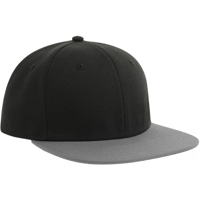 Black-Grey - Front - Atlantis Contrast Sustainable Flat Peak Snapback Cap