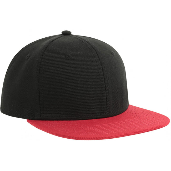 Black-Red - Front - Atlantis Contrast Sustainable Flat Peak Snapback Cap