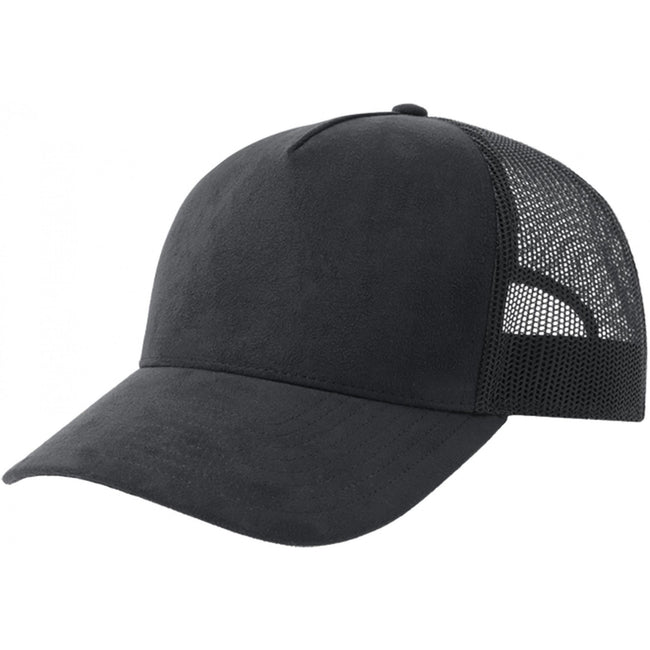 Black - Front - Atlantis Unisex Adult Rapper 5 Panel Suede Sustainable Trucker Cap