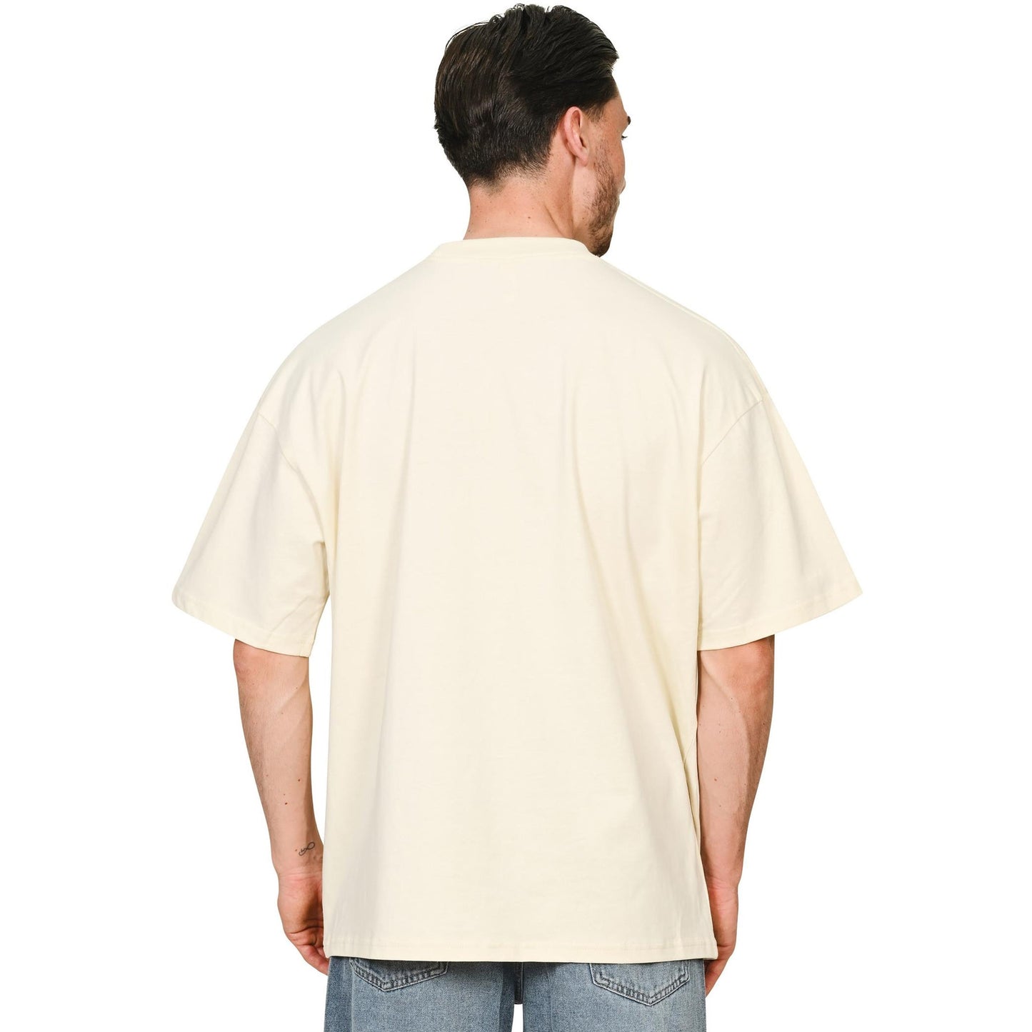 Ecru - Lifestyle - Casual Classics Unisex Adult Combed Ringspun Cotton Extended Neckline Oversized T-Shirt