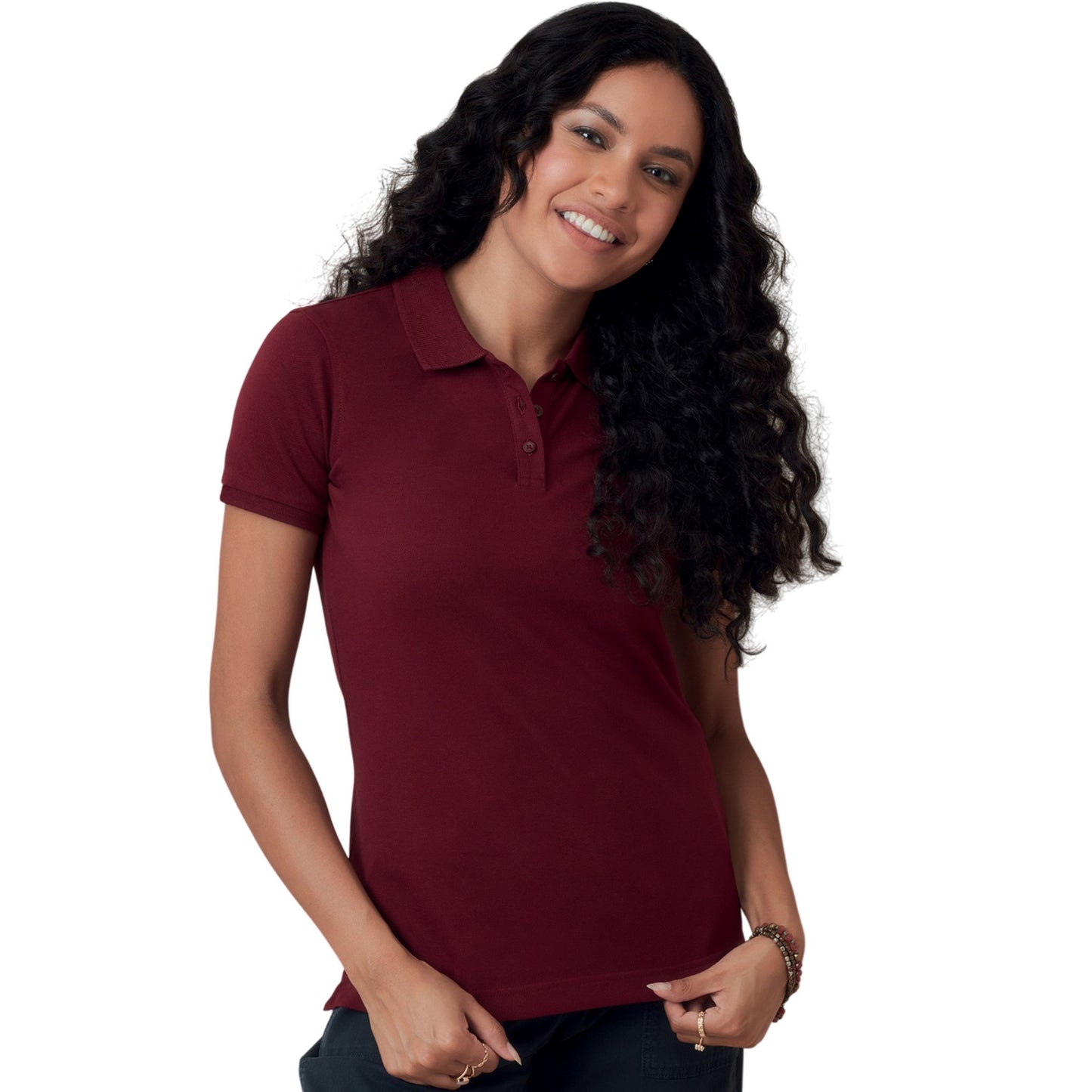 Bordeaux - Front - Stedman Womens-Ladies Stretch Polo Shirt