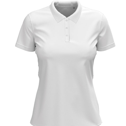 White - Front - Stedman Womens-Ladies Stretch Polo Shirt