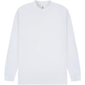 White - Front - Casual Classics Unisex Adult Combed Ringspun Cotton Extended Neckline Oversized Long-Sleeved T-Shirt