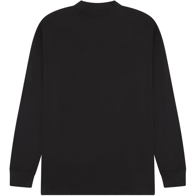 Black - Back - Casual Classics Unisex Adult Combed Ringspun Cotton Extended Neckline Oversized Long-Sleeved T-Shirt