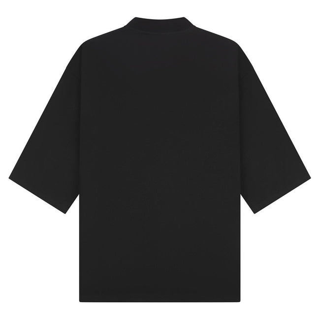 Black - Back - Casual Classics Unisex Adult Combed Ringspun Cotton Extended Neckline Oversized Short-Sleeved T-Shirt