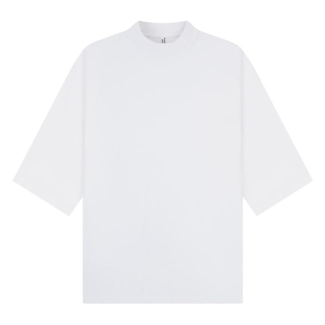 White - Front - Casual Classics Unisex Adult Combed Ringspun Cotton Extended Neckline Oversized Short-Sleeved T-Shirt