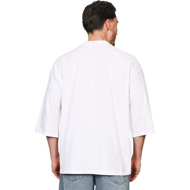 White - Lifestyle - Casual Classics Unisex Adult Combed Ringspun Cotton Extended Neckline Oversized Short-Sleeved T-Shirt
