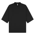 Black - Front - Casual Classics Unisex Adult Combed Ringspun Cotton Extended Neckline Oversized Short-Sleeved T-Shirt