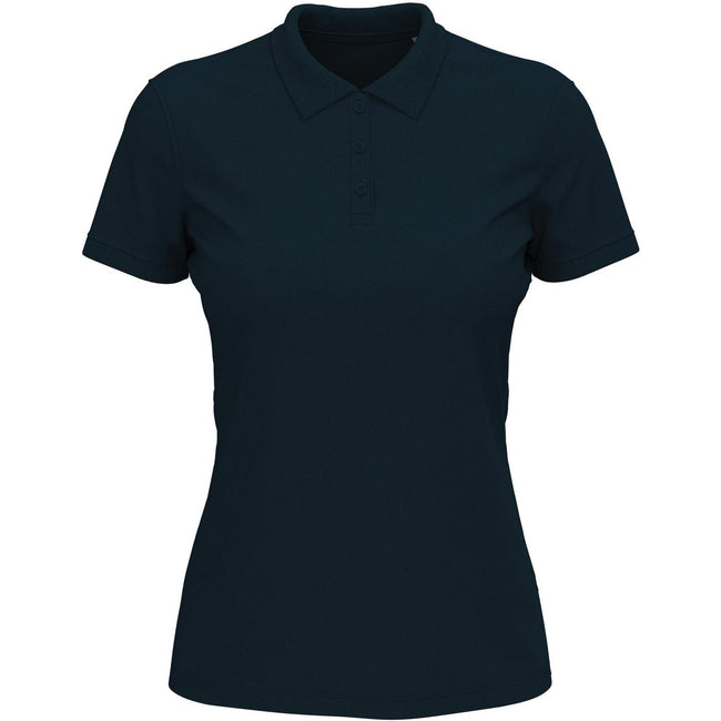 Marina Blue - Front - Stedman Womens-Ladies Lux Cotton Polo Shirt