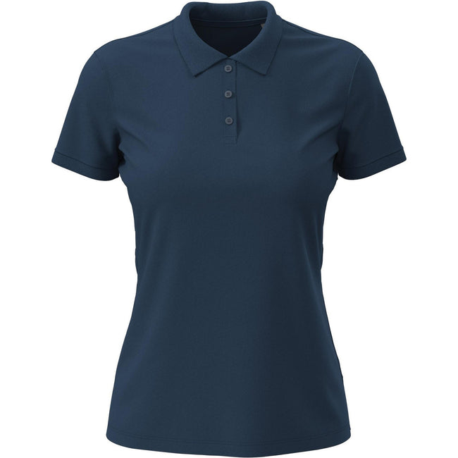 Navy - Front - Stedman Womens-Ladies Lux Cotton Polo Shirt