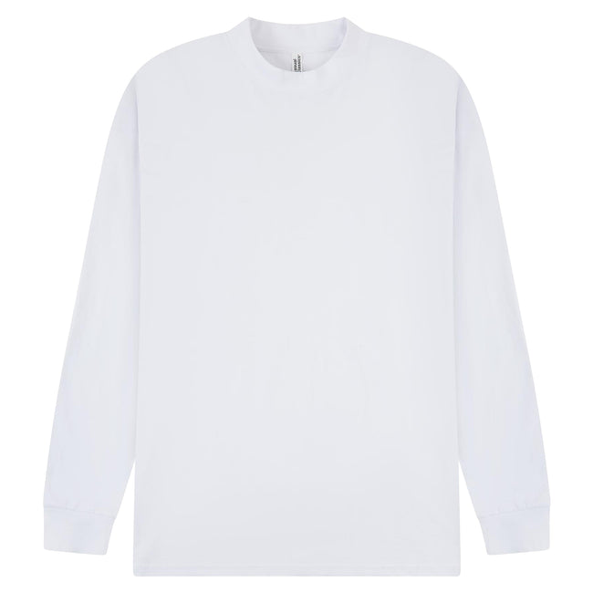 White - Front - Casual Classics Unisex Adult Extended Neckline Tall Oversized Long-Sleeved T-Shirt