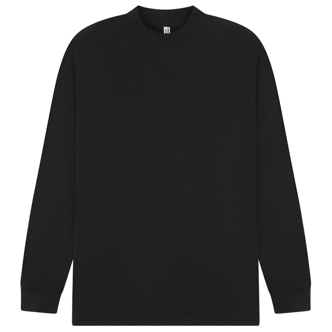 Black - Front - Casual Classics Unisex Adult Extended Neckline Tall Oversized Long-Sleeved T-Shirt