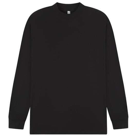 Black - Front - Casual Classics Unisex Adult Extended Neckline Tall Oversized Long-Sleeved T-Shirt