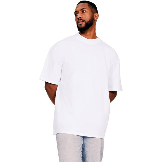 White - Front - Casual Classics Unisex Adult Combed Ringspun Cotton Extended Neckline Tall Oversized T-Shirt