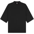 Black - Front - Casual Classics Unisex Adult Interlock Combed Ringspun Cotton Extended Neckline Oversized T-Shirt