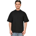 Black - Side - Casual Classics Unisex Adult Interlock Combed Ringspun Cotton Extended Neckline Oversized T-Shirt