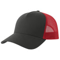 Dark Grey-Red - Front - Atlantis Rapper 5 Panel Cotton Sustainable Trucker Cap
