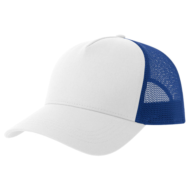 White-Royal Blue - Front - Atlantis Rapper 5 Panel Cotton Sustainable Trucker Cap
