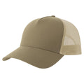 Khaki-Stone - Front - Atlantis Rapper 5 Panel Cotton Sustainable Trucker Cap