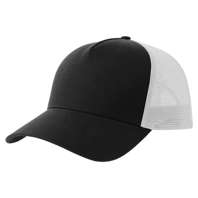 Black-White - Front - Atlantis Rapper 5 Panel Cotton Sustainable Trucker Cap