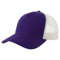 Purple-White - Front - Atlantis Rapper 5 Panel Cotton Sustainable Trucker Cap