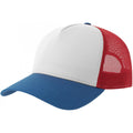White-Red-Royal Blue - Front - Atlantis Rapper 5 Panel Cotton Sustainable Trucker Cap