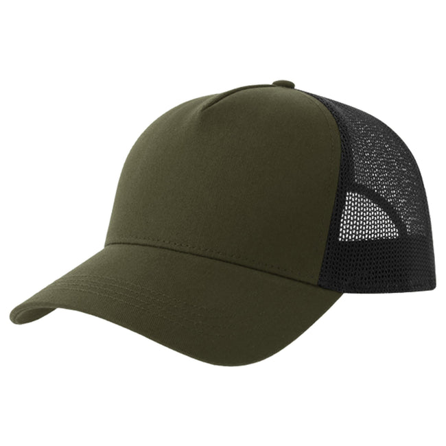 Olive-Black - Front - Atlantis Rapper 5 Panel Cotton Sustainable Trucker Cap