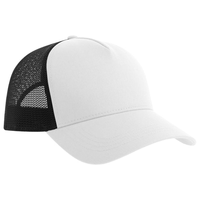 White-Black - Back - Atlantis Rapper 5 Panel Cotton Sustainable Trucker Cap
