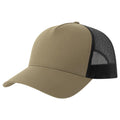 Khaki-Black - Front - Atlantis Rapper 5 Panel Cotton Sustainable Trucker Cap