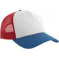 White-Red-Royal Blue - Back - Atlantis Rapper 5 Panel Cotton Sustainable Trucker Cap