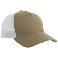 Khaki-White - Back - Atlantis Rapper 5 Panel Cotton Sustainable Trucker Cap